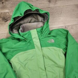 THE NORTH‎ FACE Girls Size XS lightweight hooded Jacket Green Windbreaker